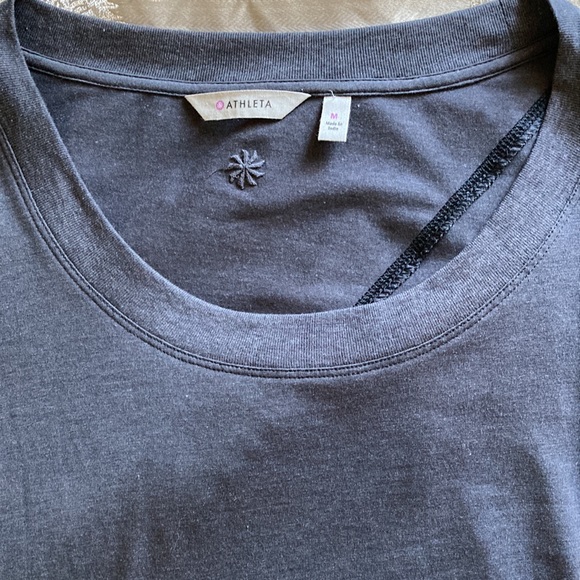Athleta Shiva Tee Top Tunic Hi-lo Ruched sleeve Asphalt Heather Gray Medium - Picture 8 of 14